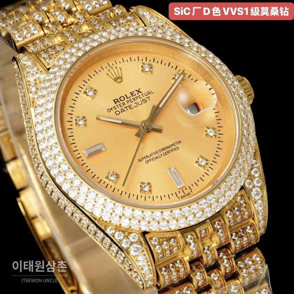 롤렉스 데이트저스트 오토매틱 샴페인 다이얼 골드 브레이슬릿 골드 베젤