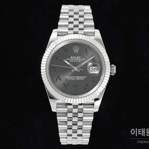 롤렉스 데이트저스트 오토매틱 41mm 그레이 다이얼 스틸 브레이슬릿 실버 베젤 롤렉스 데이트저스트 오토매틱 41mm 그레이 다이얼 스틸 브레이슬릿 실버 베젤