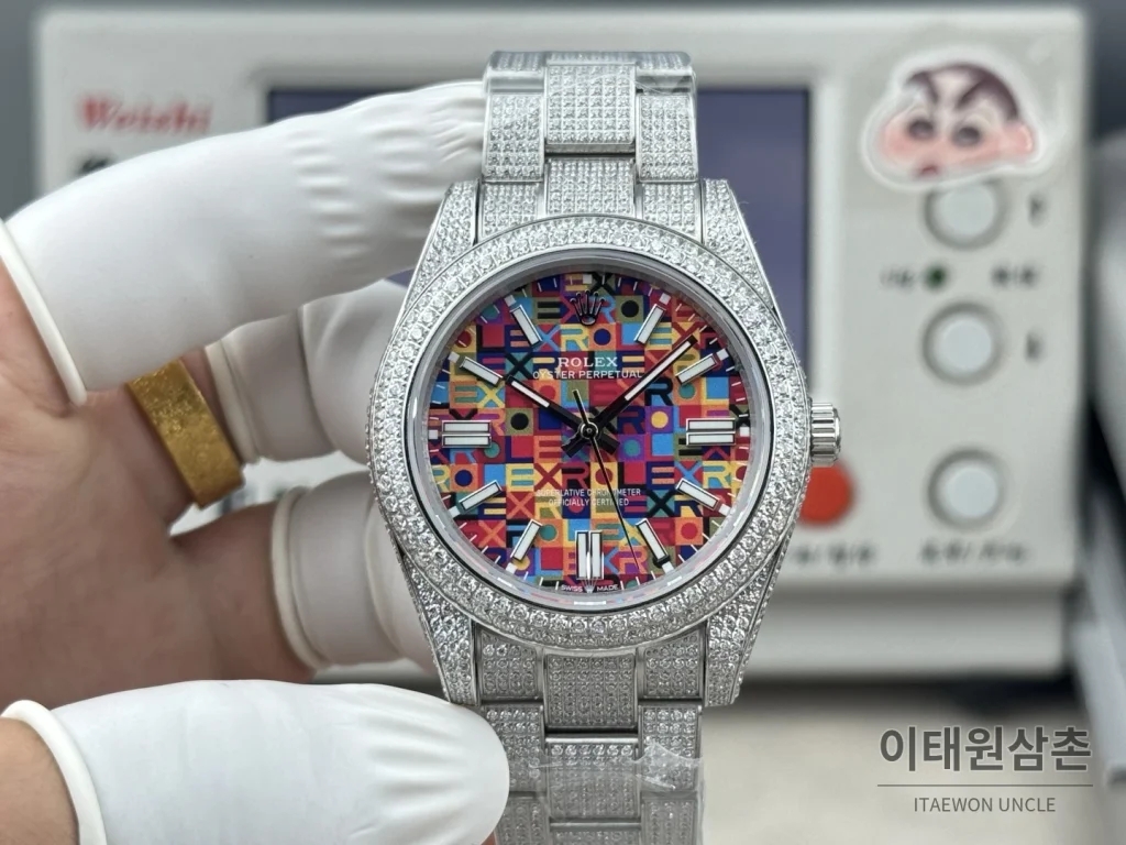 롤렉스 데이트저스트 오토매틱 41mm 멀티컬러 다이얼 스틸 브레이슬릿