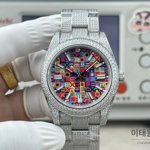 롤렉스 데이트저스트 오토매틱 41mm 멀티컬러 다이얼 스틸 브레이슬릿