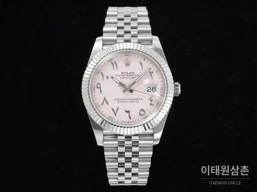 롤렉스 데이트저스트 오토매틱 41mm 핑크 다이얼 스틸 브레이슬릿