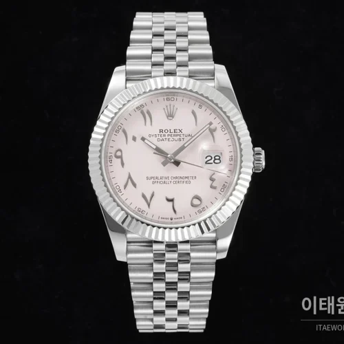 롤렉스 데이트저스트 오토매틱 41mm 핑크 다이얼 스틸 브레이슬릿 롤렉스 데이트저스트 오토매틱 41mm 핑크 다이얼 스틸 브레이슬릿