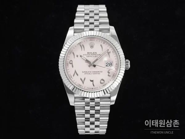 롤렉스 데이트저스트 오토매틱 41mm 핑크 다이얼 스틸 브레이슬릿