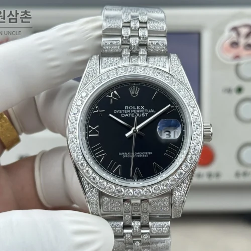 롤렉스 데이트저스트 오토매틱 41mm 블랙 다이얼 스틸 브레이슬릿 실버 베젤 롤렉스 데이트저스트 오토매틱 41mm 블랙 다이얼 스틸 브레이슬릿 실버 베젤