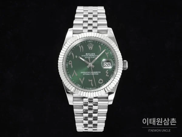 롤렉스 데이트저스트 오토매틱 41mm 그린 다이얼 스틸 브레이슬릿