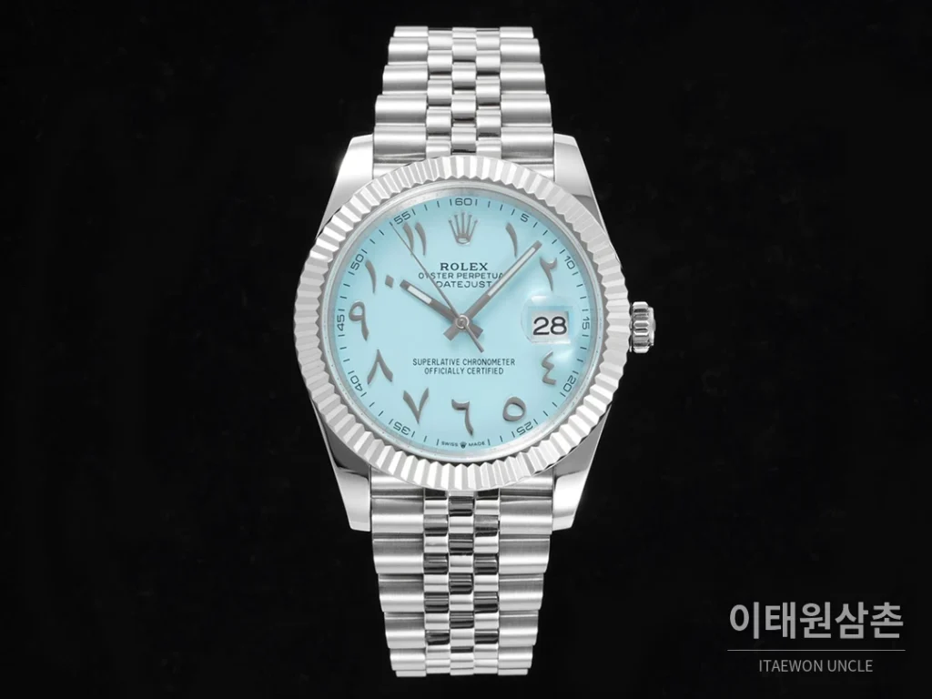 롤렉스 데이트저스트 오토매틱 41mm 아이스블루 다이얼 스틸 브레이슬릿