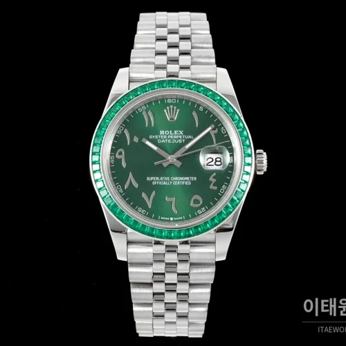 롤렉스 데이트저스트 오토매틱 41mm 그린 다이얼 스틸 브레이슬릿 그린 베젤 롤렉스 데이트저스트 오토매틱 41mm 그린 다이얼 스틸 브레이슬릿 그린 베젤