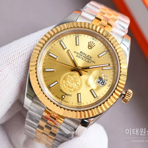 롤렉스 데이트저스트 오토매틱 41mm 샴페인 다이얼 투톤 브레이슬릿 골드 베젤 롤렉스 데이트저스트 오토매틱 41mm 샴페인 다이얼 투톤 브레이슬릿 골드 베젤