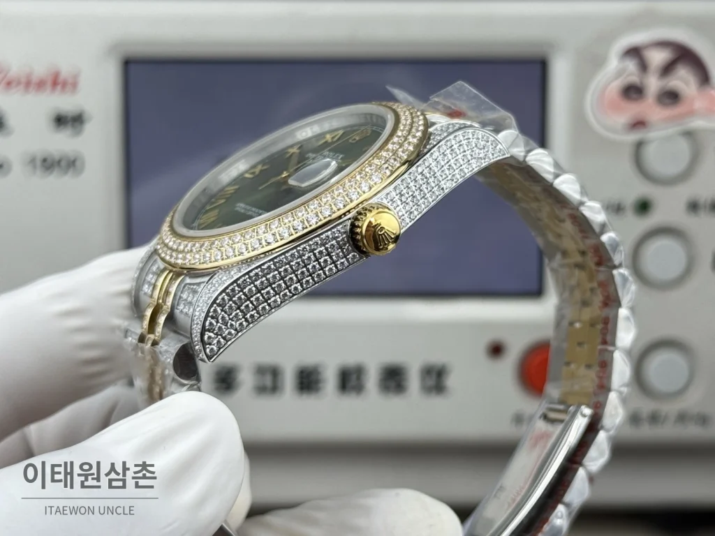 롤렉스 데이트저스트 오토매틱 41mm 그린 다이얼 투톤 브레이슬릿 로즈골드 베젤