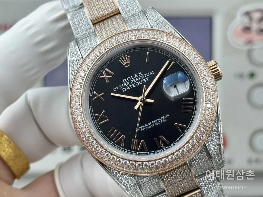 롤렉스 데이트저스트 오토매틱 41mm 화이트 다이얼 투톤 브레이슬릿 골드 베젤 (2)