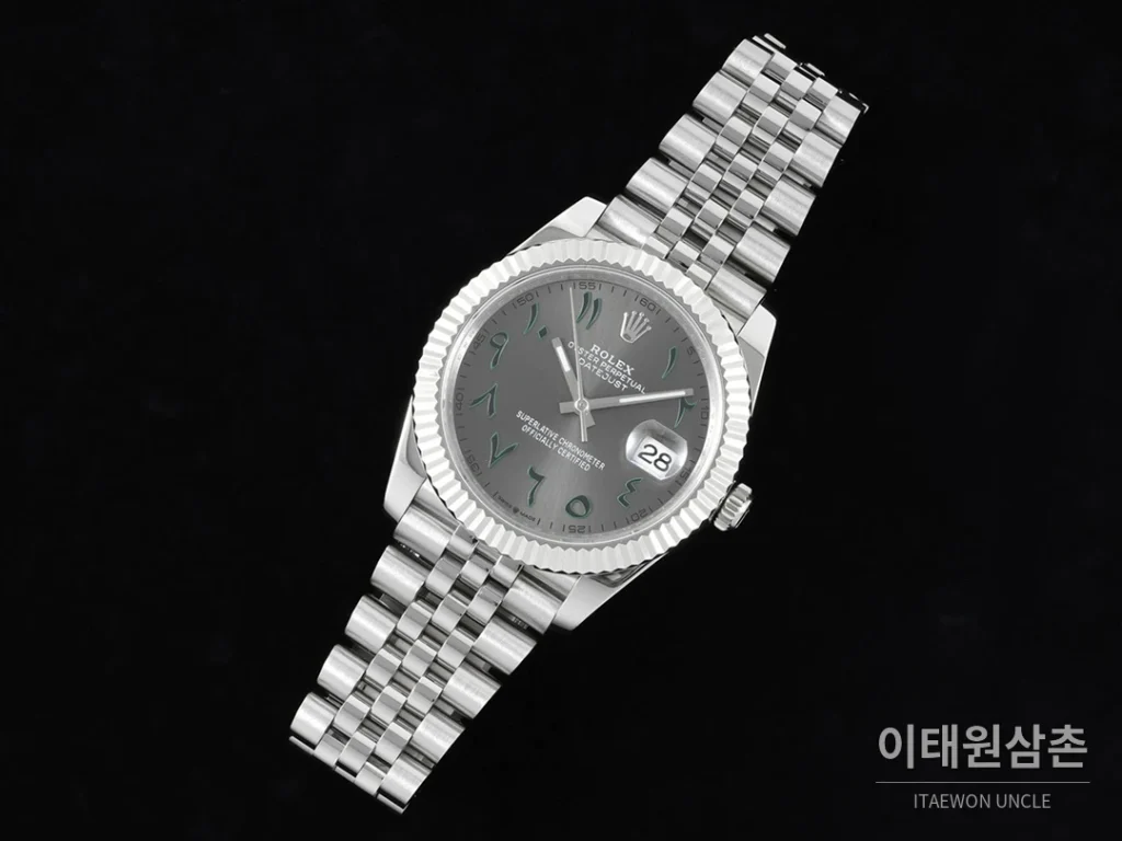 롤렉스 데이트저스트 오토매틱 41mm 그레이 다이얼 스틸 브레이슬릿 실버 베젤