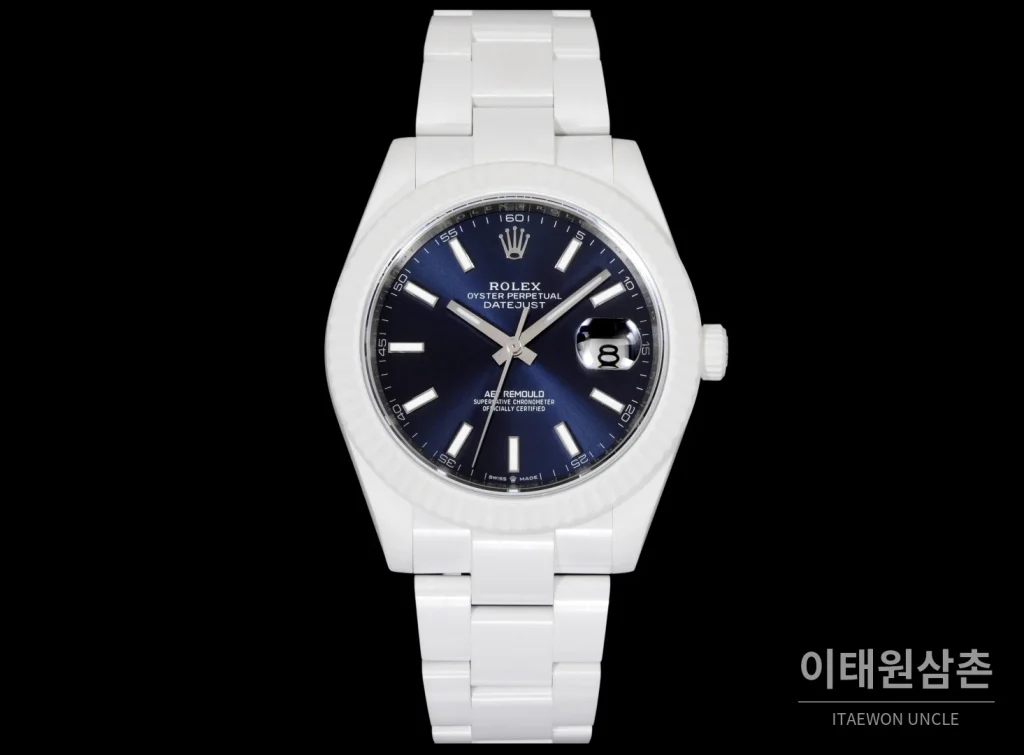 롤렉스 데이트저스트 오토매틱 41mm 네이비 다이얼 세라믹 브레이슬릿 세라믹 케이스