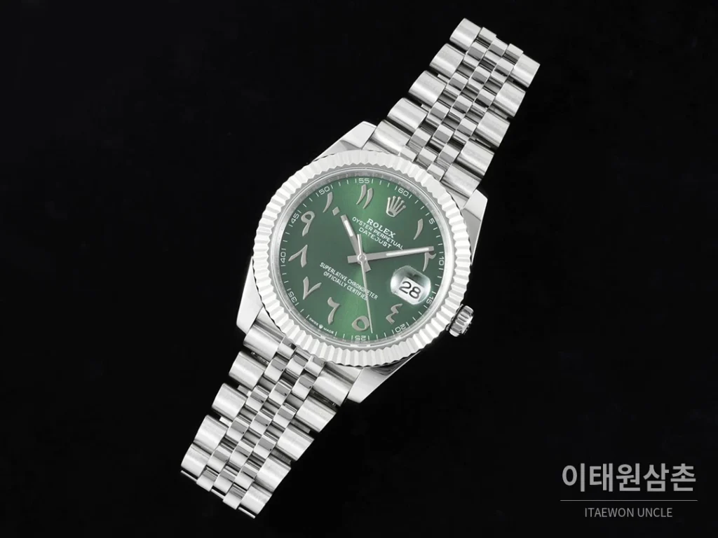 롤렉스 데이트저스트 오토매틱 41mm 그린 다이얼 스틸 브레이슬릿