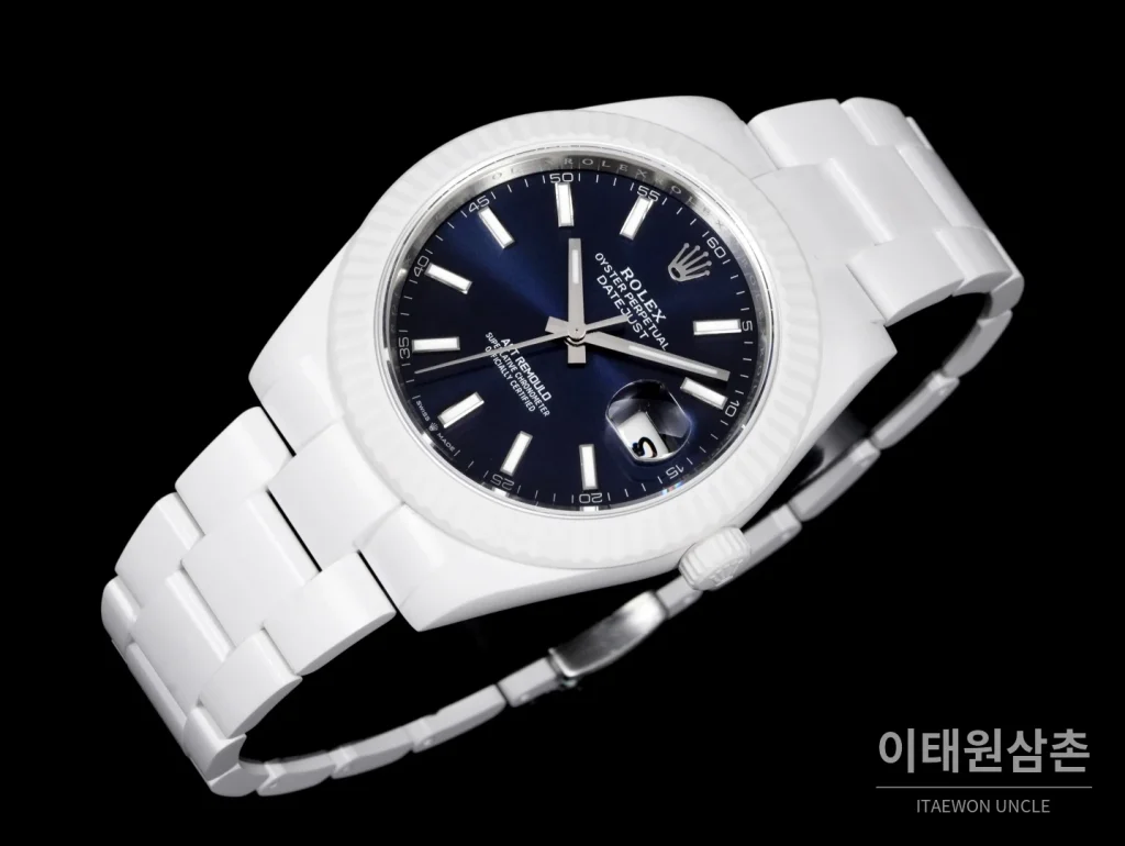 롤렉스 데이트저스트 오토매틱 41mm 네이비 다이얼 세라믹 브레이슬릿 세라믹 케이스