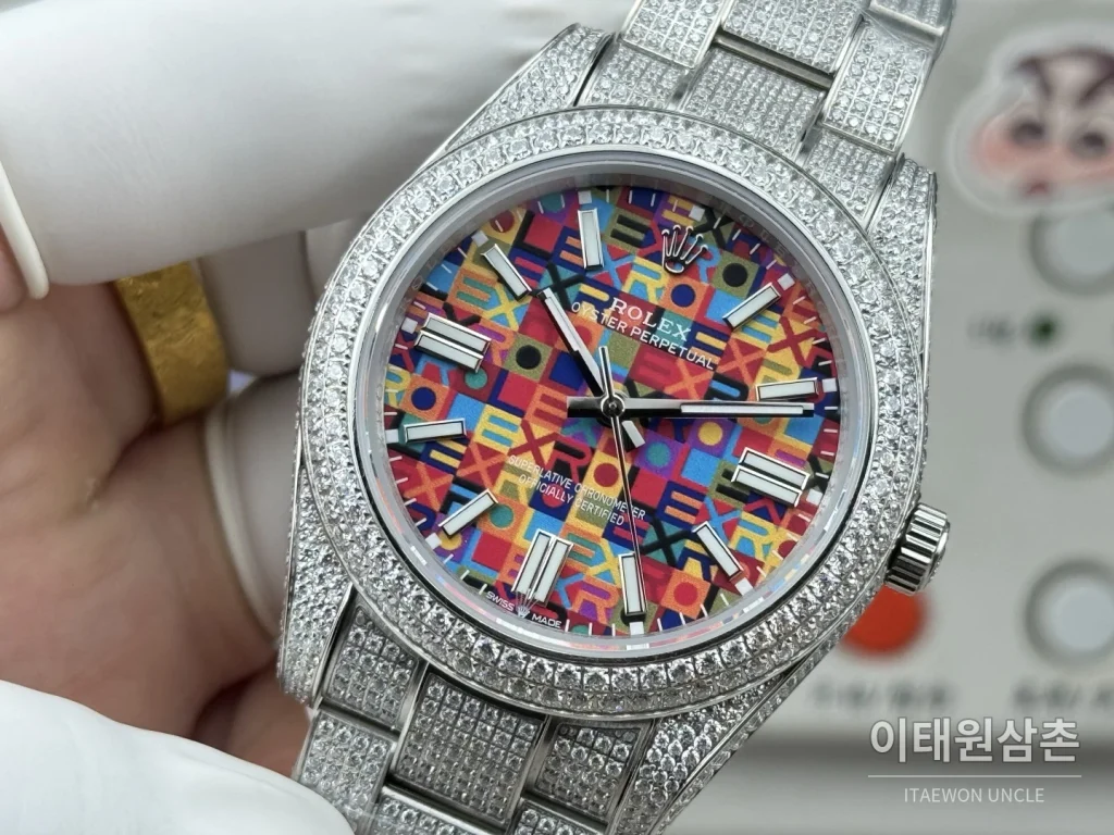 롤렉스 데이트저스트 오토매틱 41mm 멀티컬러 다이얼 스틸 브레이슬릿