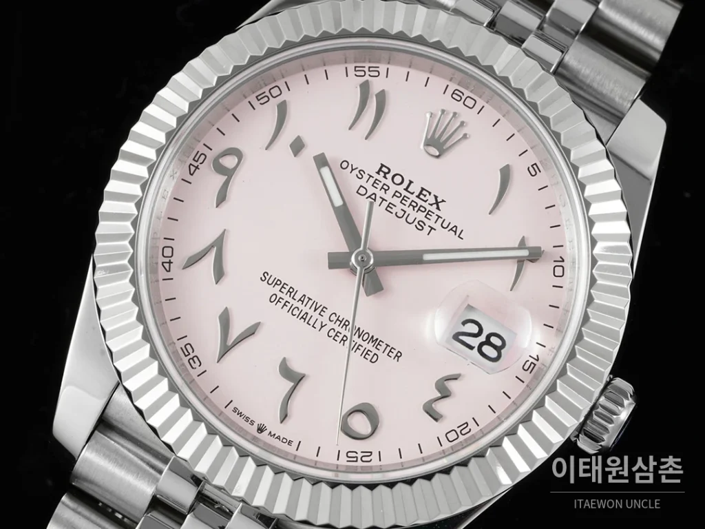롤렉스 데이트저스트 오토매틱 41mm 핑크 다이얼 스틸 브레이슬릿