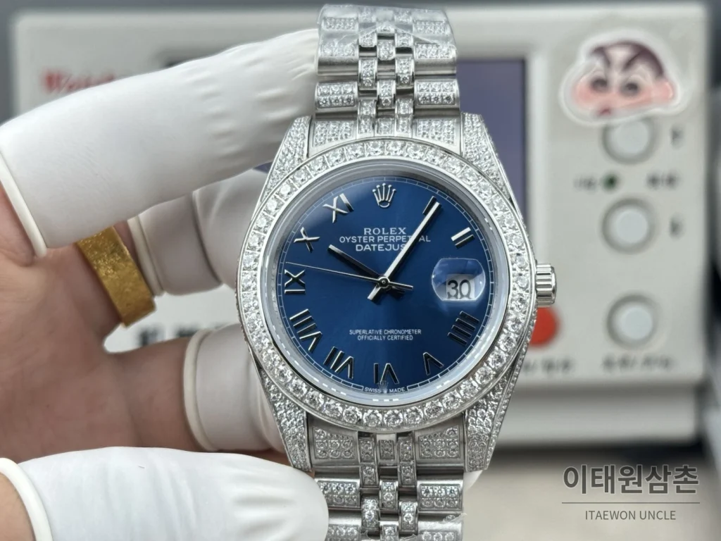 롤렉스 데이트저스트 오토매틱 41mm 블랙 다이얼 스틸 브레이슬릿 실버 베젤