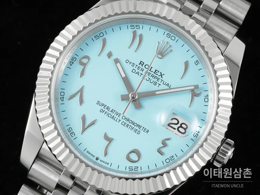롤렉스 데이트저스트 오토매틱 41mm 아이스블루 다이얼 스틸 브레이슬릿