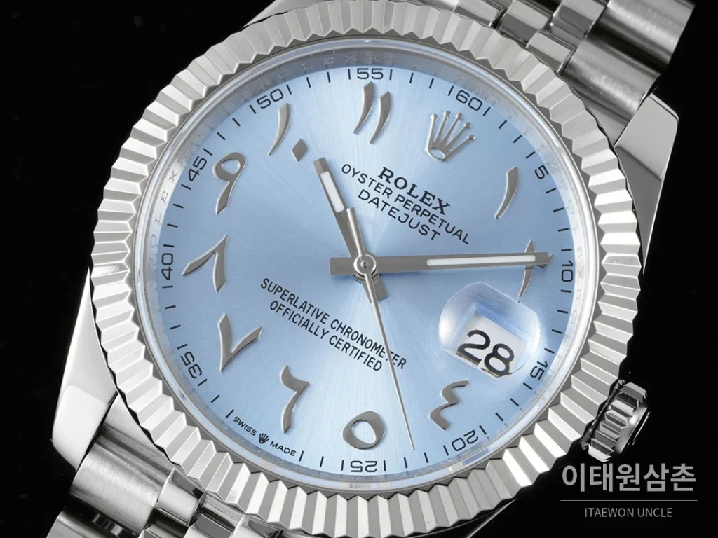 롤렉스 데이트저스트 오토매틱 41mm 아이스블루 다이얼 스틸 브레이슬릿 (2)