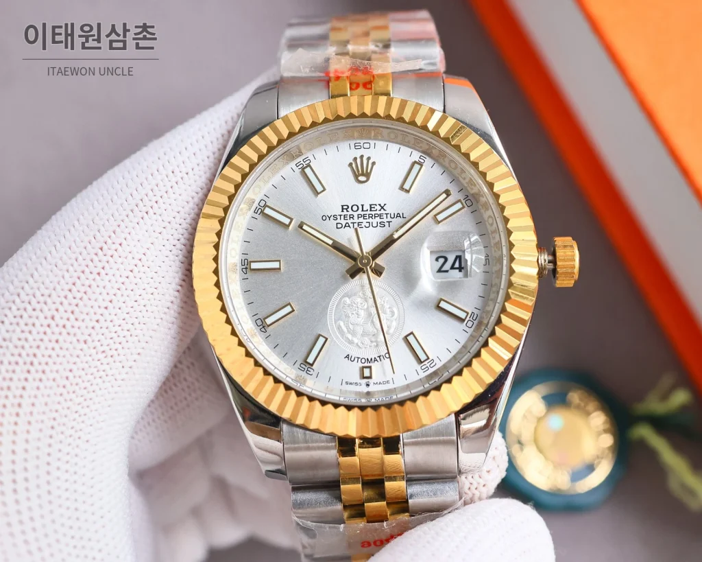 롤렉스 데이트저스트 오토매틱 41mm 샴페인 다이얼 투톤 브레이슬릿 골드 베젤