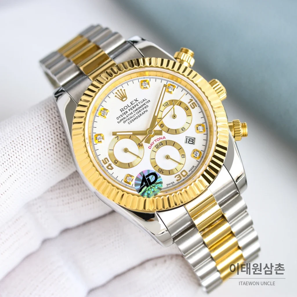 롤렉스 데이트저스트 오토매틱 41mm 화이트 다이얼 투톤 브레이슬릿 골드 베젤