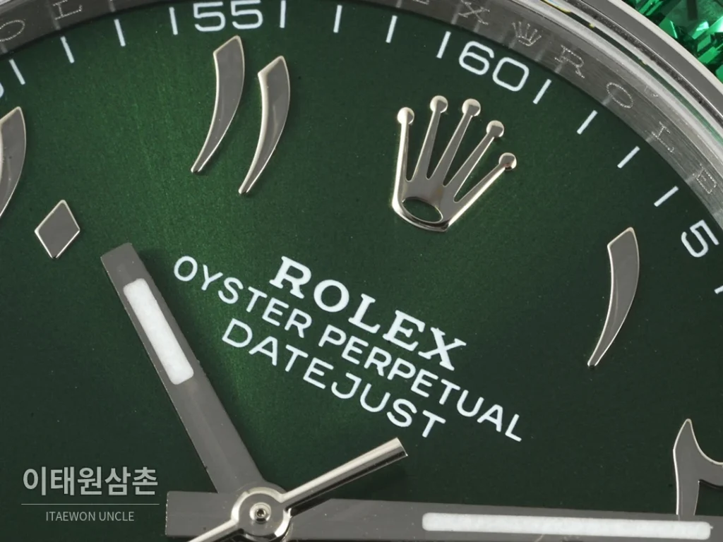 롤렉스 데이트저스트 오토매틱 41mm 그린 다이얼 스틸 브레이슬릿 그린 베젤