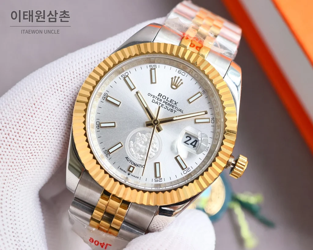 롤렉스 데이트저스트 오토매틱 41mm 샴페인 다이얼 투톤 브레이슬릿 골드 베젤