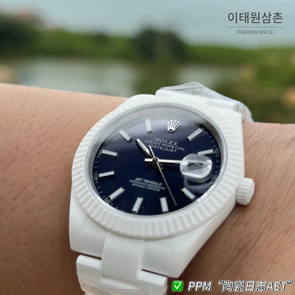 롤렉스 데이트저스트 오토매틱 41mm 네이비 다이얼 세라믹 브레이슬릿 화이트 베젤