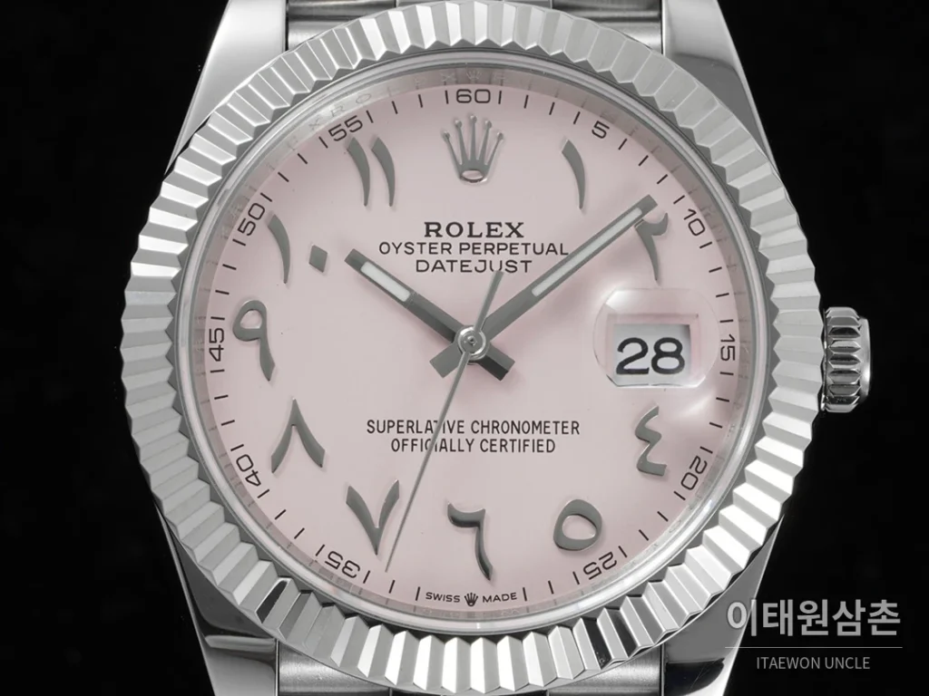 롤렉스 데이트저스트 오토매틱 41mm 핑크 다이얼 스틸 브레이슬릿