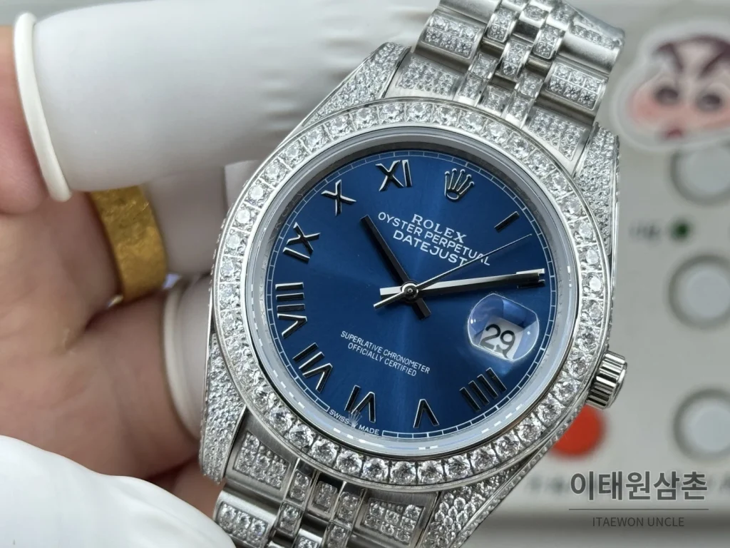 롤렉스 데이트저스트 오토매틱 41mm 블랙 다이얼 스틸 브레이슬릿 실버 베젤