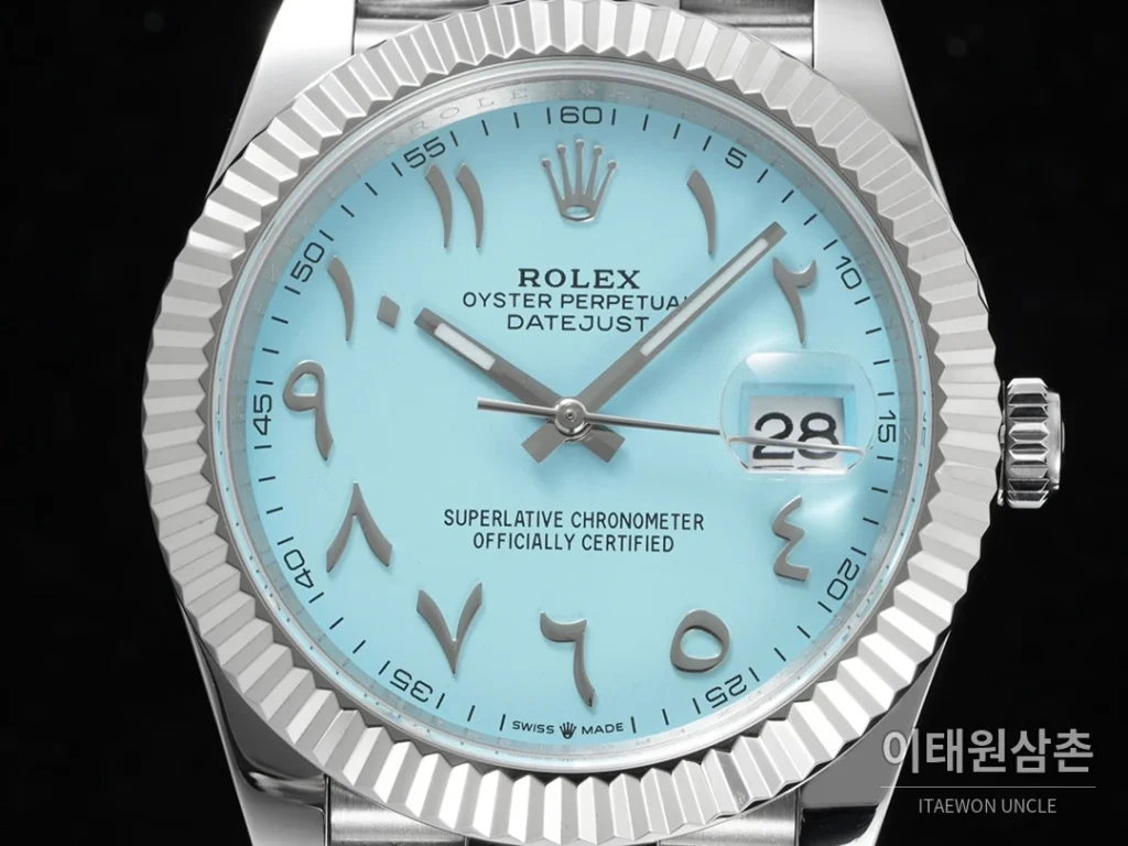 롤렉스 데이트저스트 오토매틱 41mm 아이스블루 다이얼 스틸 브레이슬릿