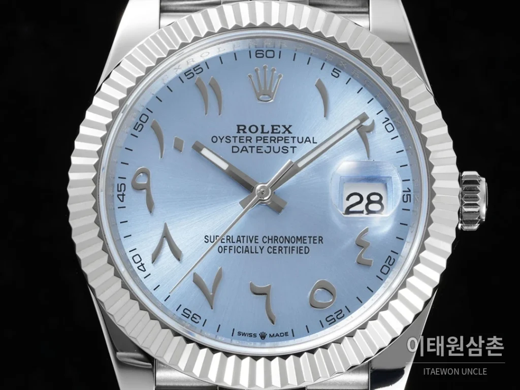 롤렉스 데이트저스트 오토매틱 41mm 아이스블루 다이얼 스틸 브레이슬릿 (2)