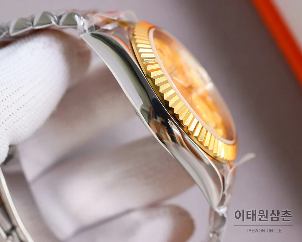 롤렉스 데이트저스트 오토매틱 41mm 샴페인 다이얼 투톤 브레이슬릿 골드 베젤