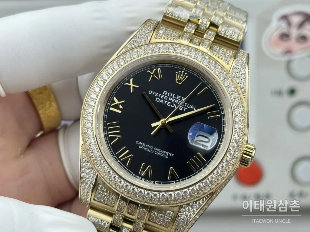롤렉스 데이트저스트 오토매틱 41mm 그린 다이얼 투톤 브레이슬릿 로즈골드 베젤
