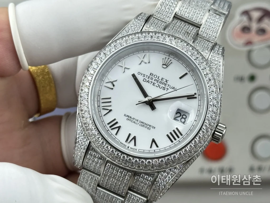 롤렉스 데이트저스트 오토매틱 41mm 화이트 다이얼 투톤 브레이슬릿 골드 베젤 (2)