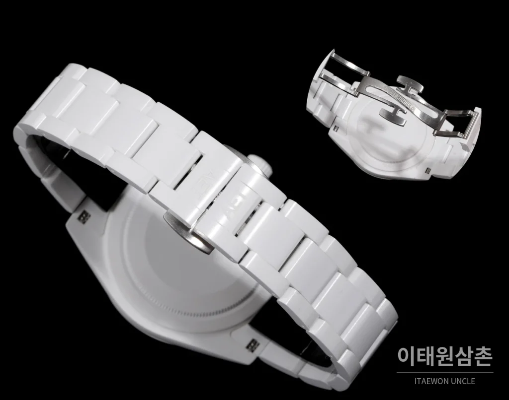 롤렉스 데이트저스트 오토매틱 41mm 핑크 다이얼 세라믹 브레이슬릿 화이트 베젤 (2)