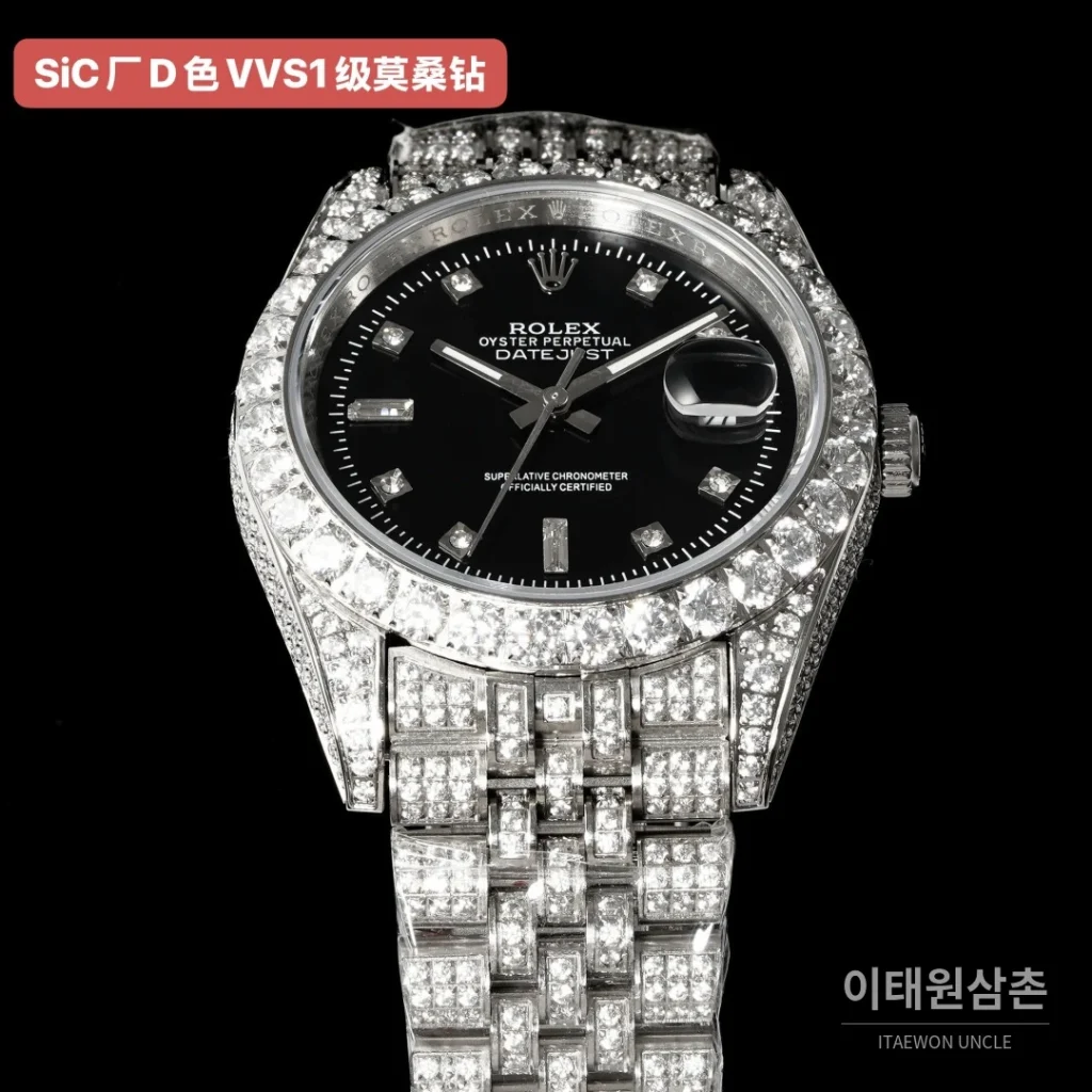 롤렉스 데이트저스트 오토매틱 블랙 다이얼 스틸 브레이슬릿