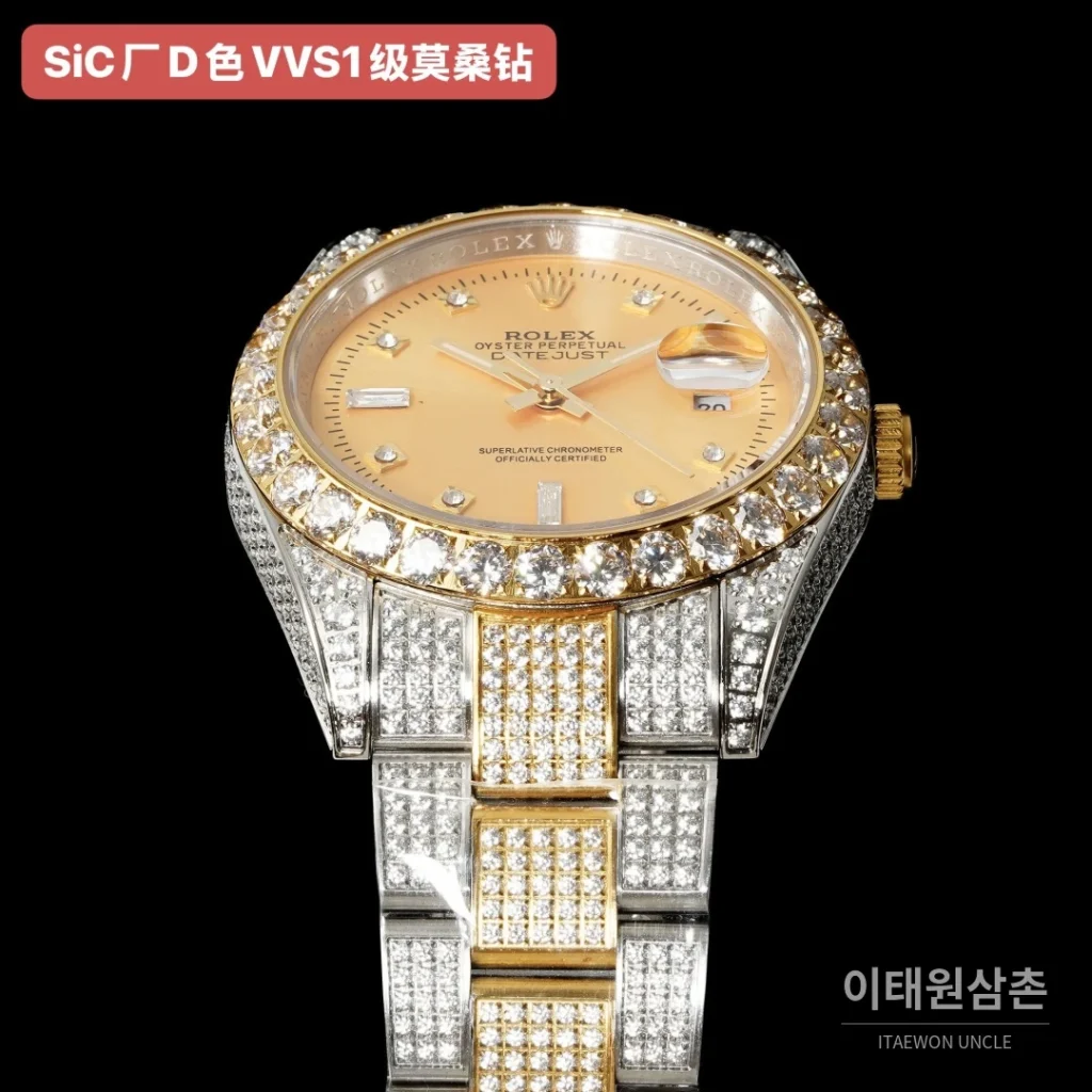 롤렉스 데이트저스트 오토매틱 샴페인 다이얼 투톤 브레이슬릿 실버 베젤 (2)