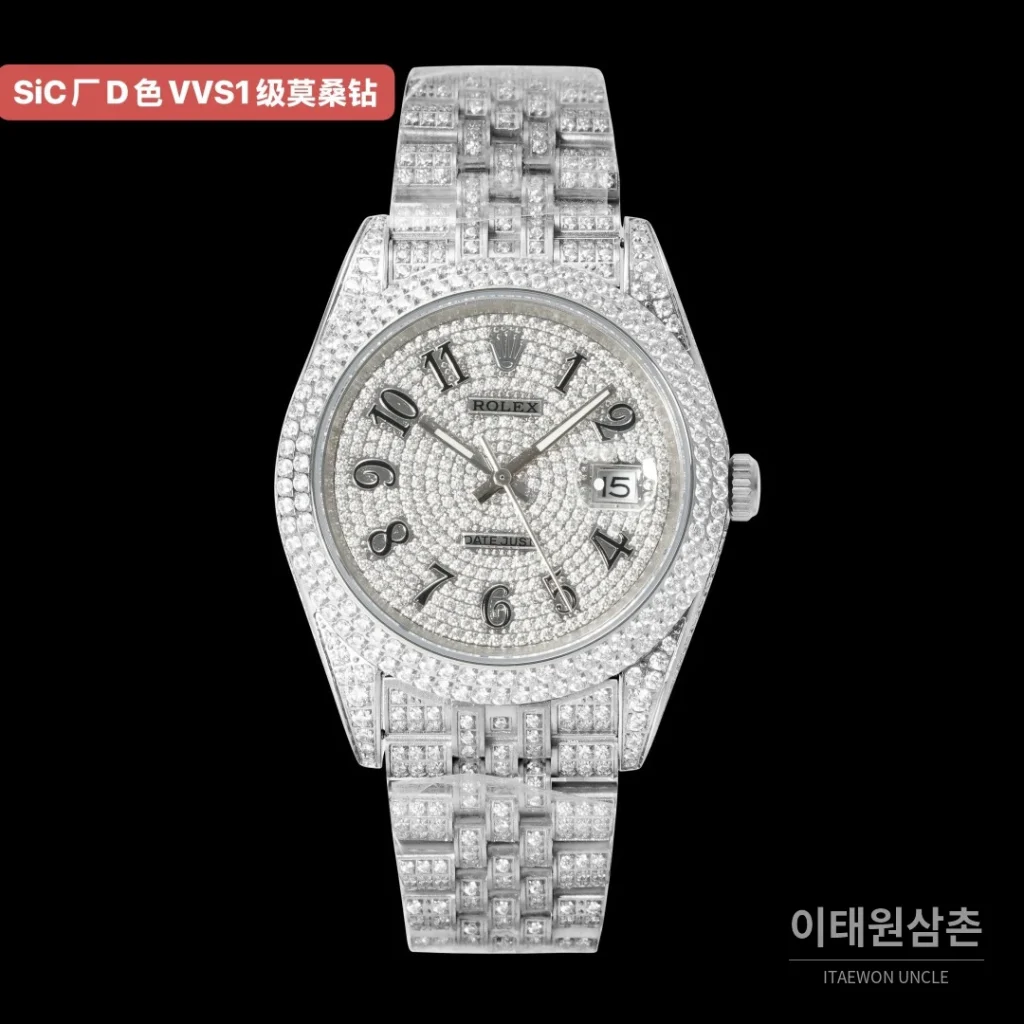 롤렉스 데이트저스트 D컬러 VVS1 풀모이사나이트 실버