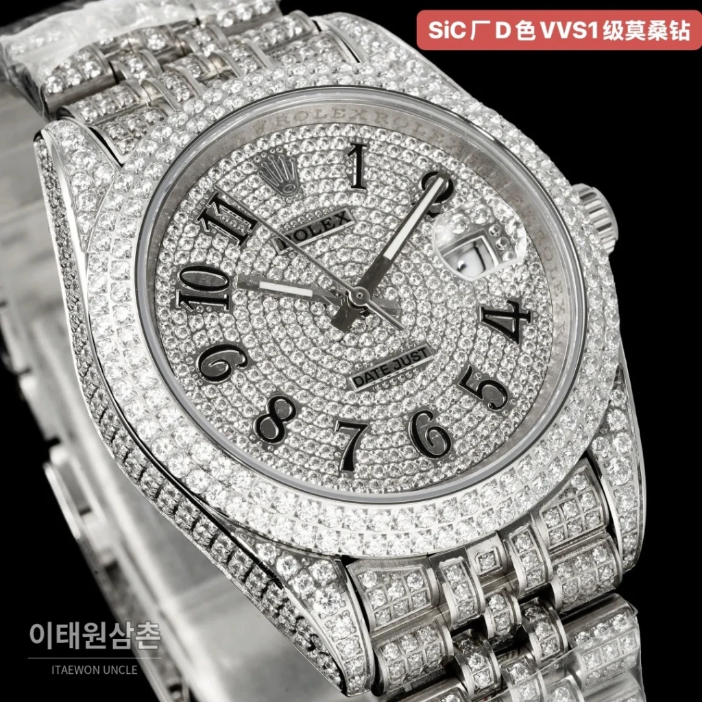 롤렉스 데이트저스트 D컬러 VVS1 풀모이사나이트 실버