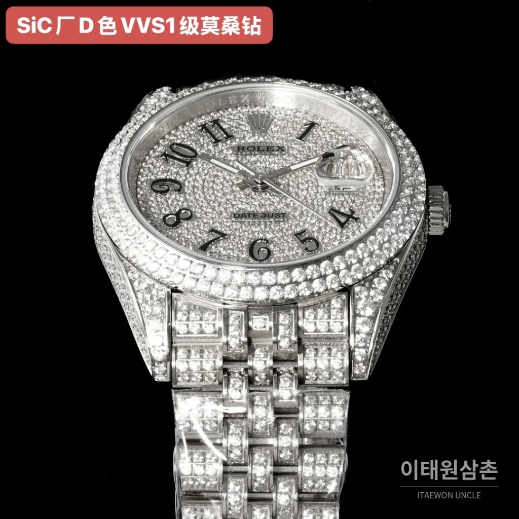 롤렉스 데이트저스트 D컬러 VVS1 풀모이사나이트 실버