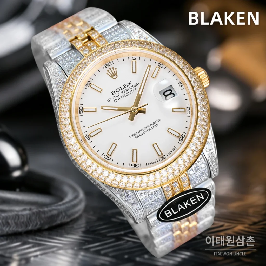 롤렉스 데이트저스트 풀파베 다이아몬드 다이얼 오토매틱 41mm (9)