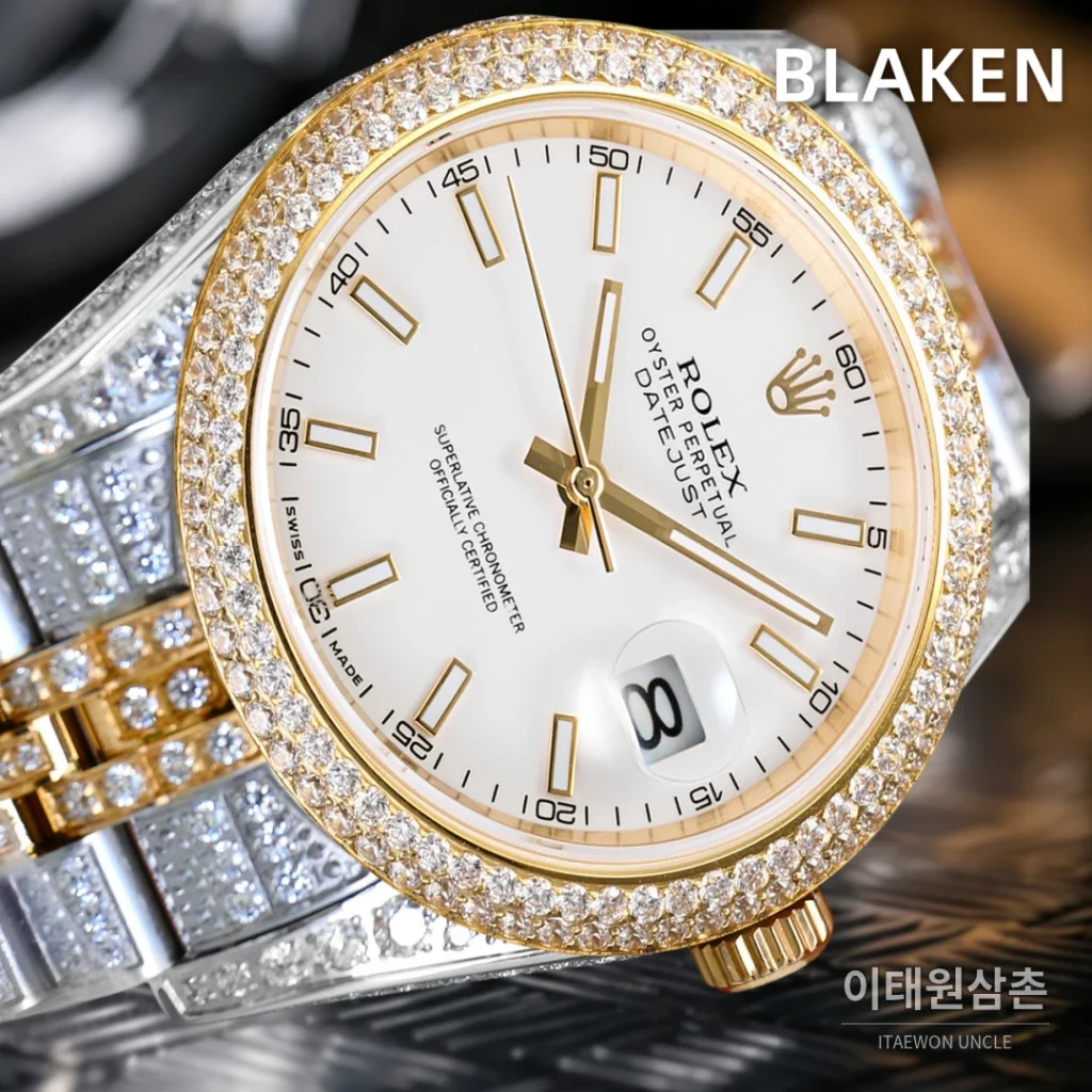 롤렉스 데이트저스트 풀파베 다이아몬드 다이얼 오토매틱 41mm (9)