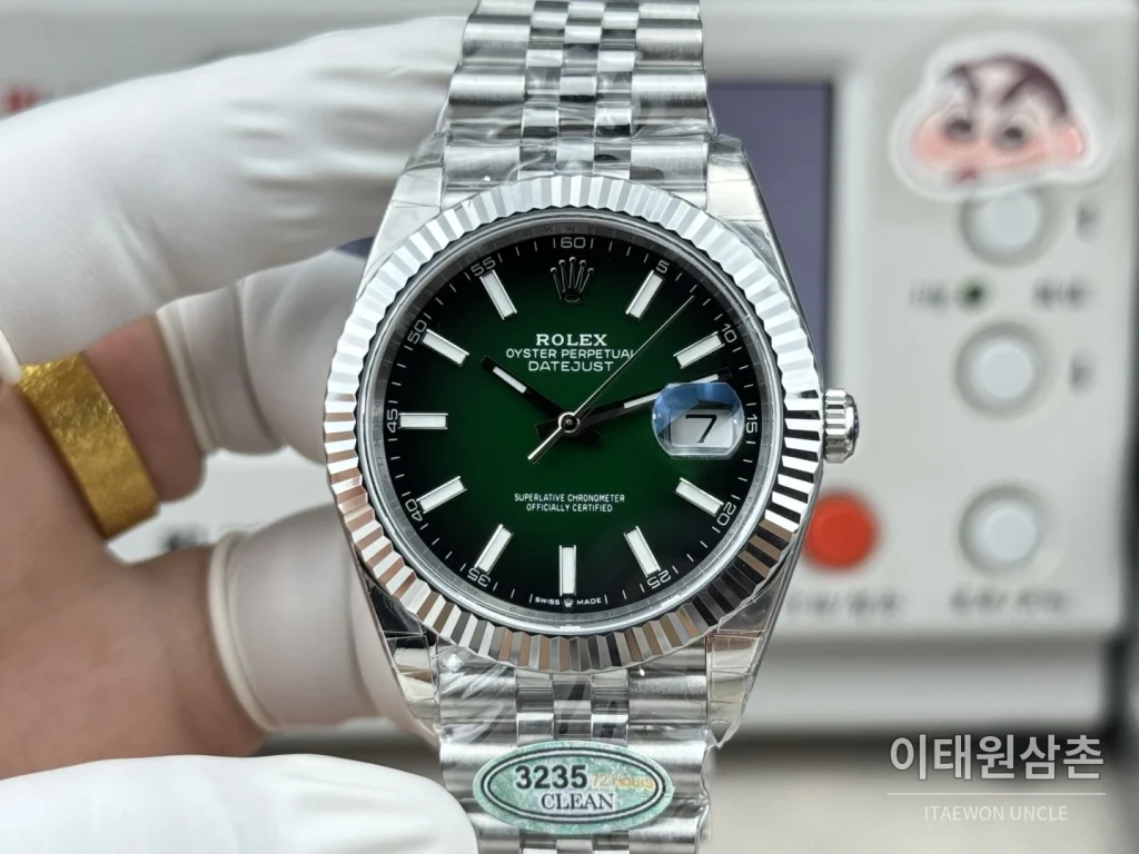 롤렉스 데이트저스트 그린 그라데이션 다이얼 오토매틱 41mm (4)