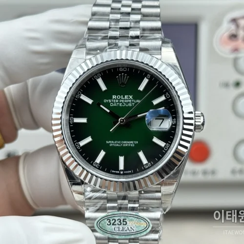 롤렉스 데이트저스트 그린 그라데이션 다이얼 오토매틱 41mm (4)