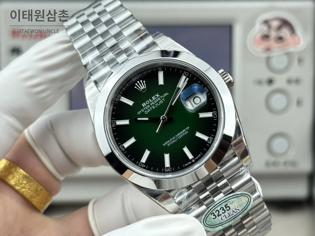롤렉스 데이트저스트 그린 그라데이션 다이얼 오토매틱 41mm (2)