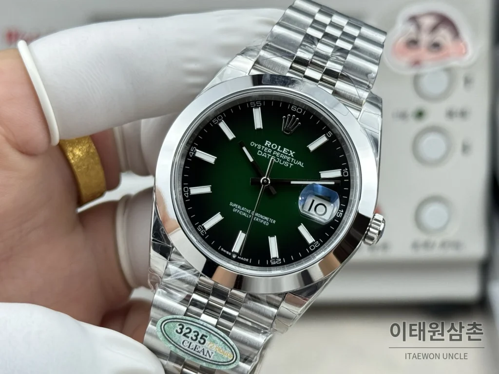 롤렉스 데이트저스트 그린 그라데이션 다이얼 오토매틱 41mm (2)