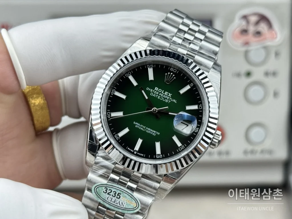 롤렉스 데이트저스트 그린 그라데이션 다이얼 오토매틱 41mm (4)