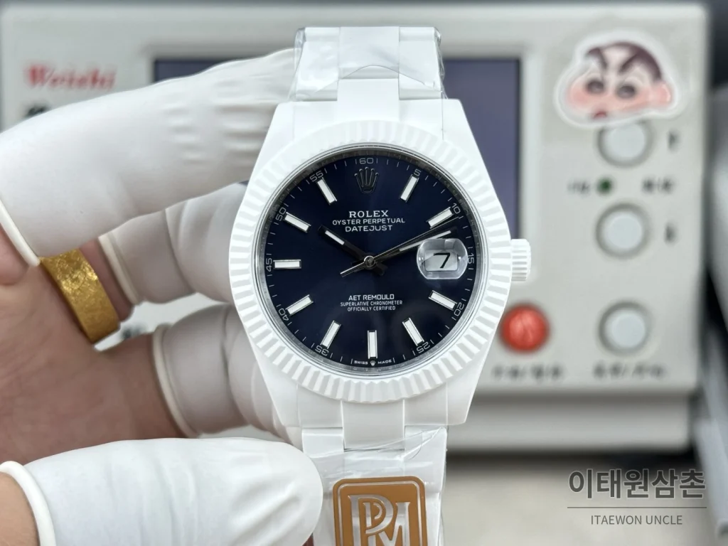 롤렉스 데이트저스트 화이트세라믹 선레이다이얼 오토매틱 41mm 세라믹 브레이슬릿 (4)