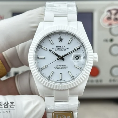롤렉스 데이트저스트 화이트세라믹 선레이다이얼 오토매틱 41mm 세라믹 브레이슬릿 롤렉스 데이트저스트 화이트세라믹 선레이다이얼 오토매틱 41mm 세라믹 브레이슬릿